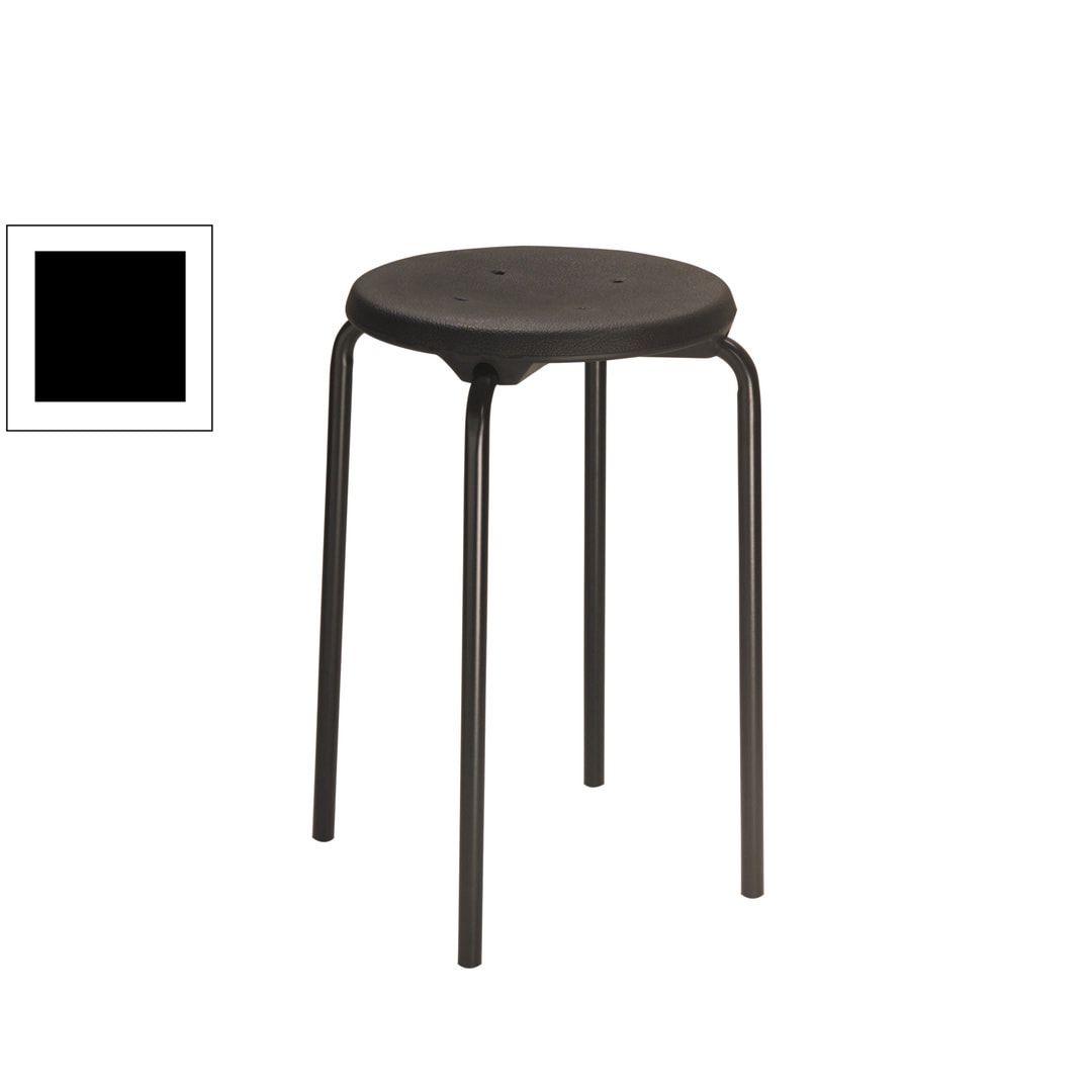 Hocker - Stapelhocker - Sitzhöhe 580 mm - PU schwarz - Edelstahl Gestell