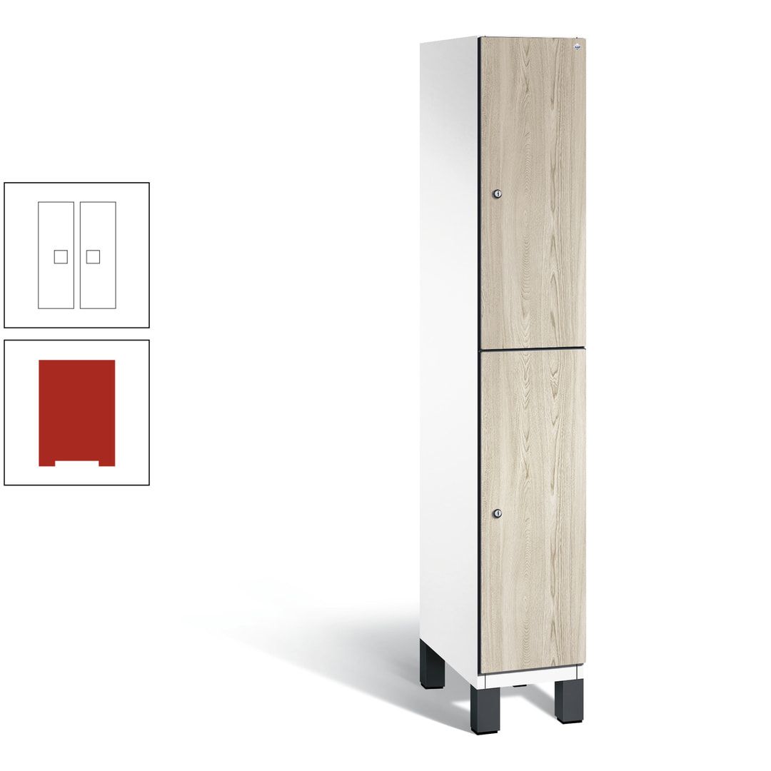 Fächerschrank, Garderobenschrank, mit Füßen, 1 Abteile, 1.980 x 300 x 525 mm (HxBxT), Korpus anthrazitgrau, Tür Donau-Ahorn