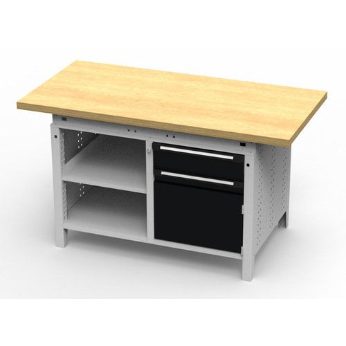 OTTOKIND Werkbank - bündige Arbeitsplatte - 850 x 1.150 x 750 mm (HxBxT) - 1 Schublade - Schrank - 2 Ablageböden - lichtgrau