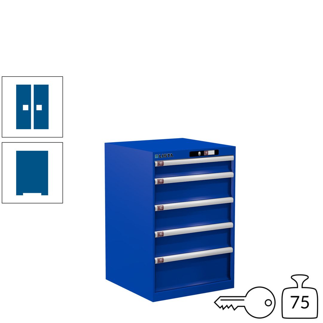 Lista Schubladenschrank - 14.256.010 - 850x564x572 mm (HxBxT) - 5 Schubladen - 75 kg - Key Lock - lichtblau (RAL 5012)