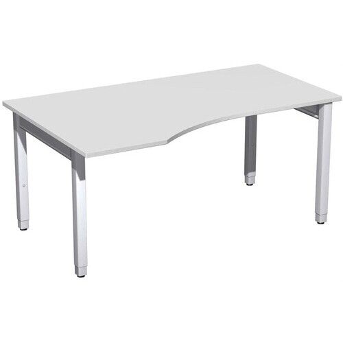 Eckschreibtisch, Ecke links, Füße einseitig verkürzt, 4-Fuß Quadrat Pro, höhenverstellbar, 680-800 x 1.600x 1.000 mm (HxBxT), Dekor Ahorn