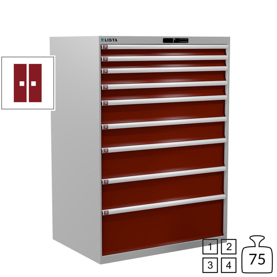 Lista Schubladenschrank - 12.550.010 - 1.450x1.023x725 mm (HxBxT) - 9 Schubladen - 200 kg - Key Lock - lichtblau (RAL 5012)