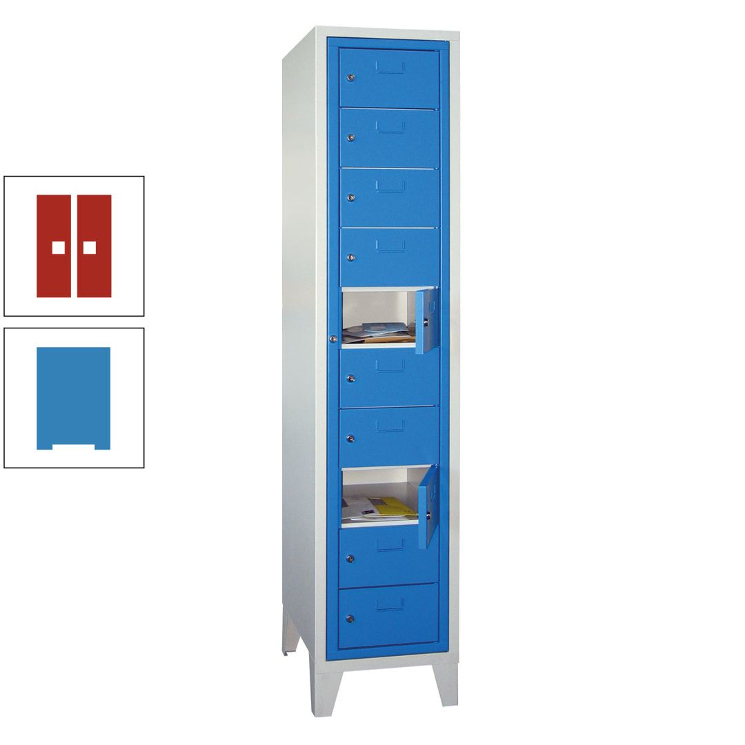 Schließfachschrank - Wäscheausgabeschrank - 10 Fächer a 315 mm - 1.850x400x500 mm (HxBxT) - Füße - Zylinderschloss - anthrazitgrau