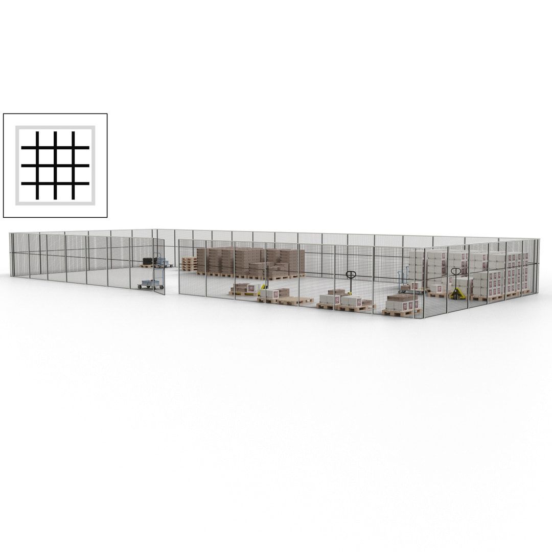 Maschinen Schutzgitter - Hallentrennwand - Sicherheitszaun - Tür - 63 m - 2.200 x 22.900 x 9.400 mm (HxBxT) - enzianblau
