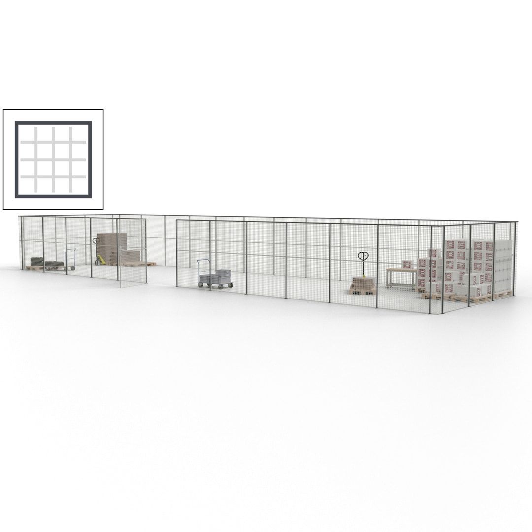 Maschinen Schutzgitter - Hallentrennwand - Sicherheitszaun - Tür - 45 m - 2.200 x 18.400 x 4.900 mm (HxBxT) - enzianblau