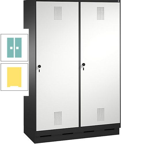 Doppel-Spind, Garderobenschrank, 2 Türen für 4 Abteile a 300 mm, Korpus anthrazitgrau, Türen anthrazitgrau, 1.800 x 1.200 x 500 mm (HxBxT)