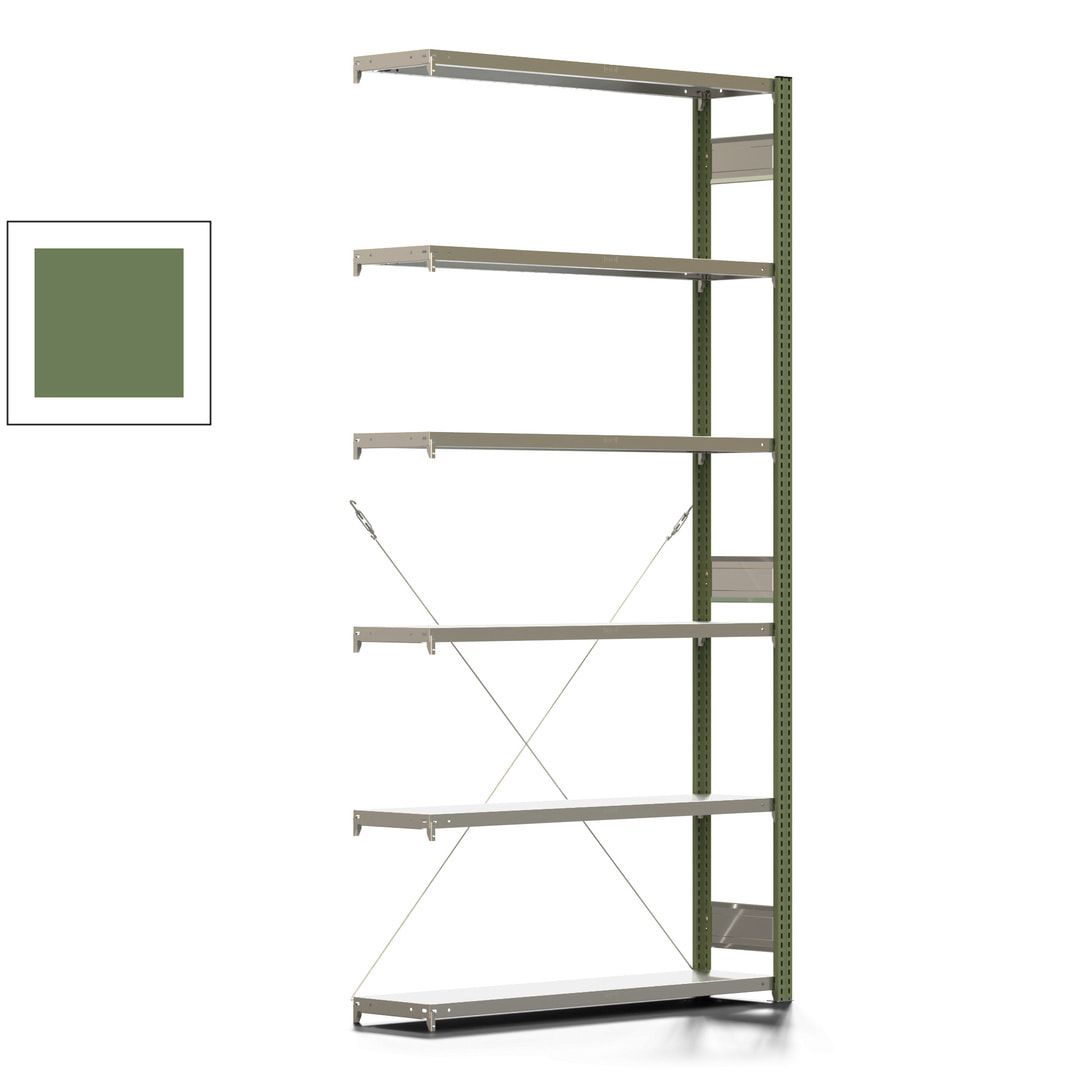 Fachbodenregal mit Tiefenriegel - 350 kg - 2.500 x 1.285 x 326 mm (HxBxT) - Anbauregal - 6 Böden - enzianblau - Lagerregal - Steckregal BERT