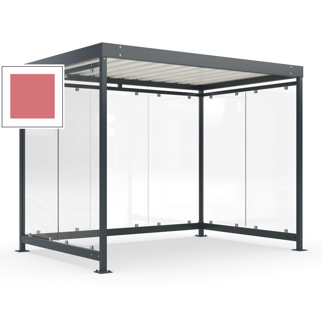 Raucherunterstand, Bausatz, Fahrgastunterstand, Bushaltestelle, 2.510 x 3.180 x 2.165 mm (HxBxT), 7 Wände, Achatgrau