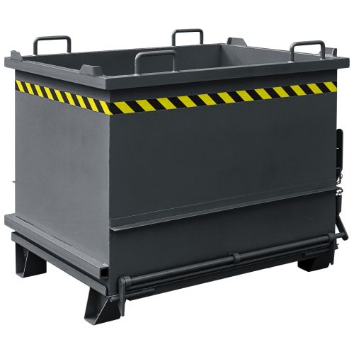 Eichinger Bodenklappenbehälter, Klappbodenbehälter, 1.000 Liter, stapelbar, Kettensicherung, 1.070 x 1.000 x 1.330 mm (HxBxT), Farbe anthrazitgrau