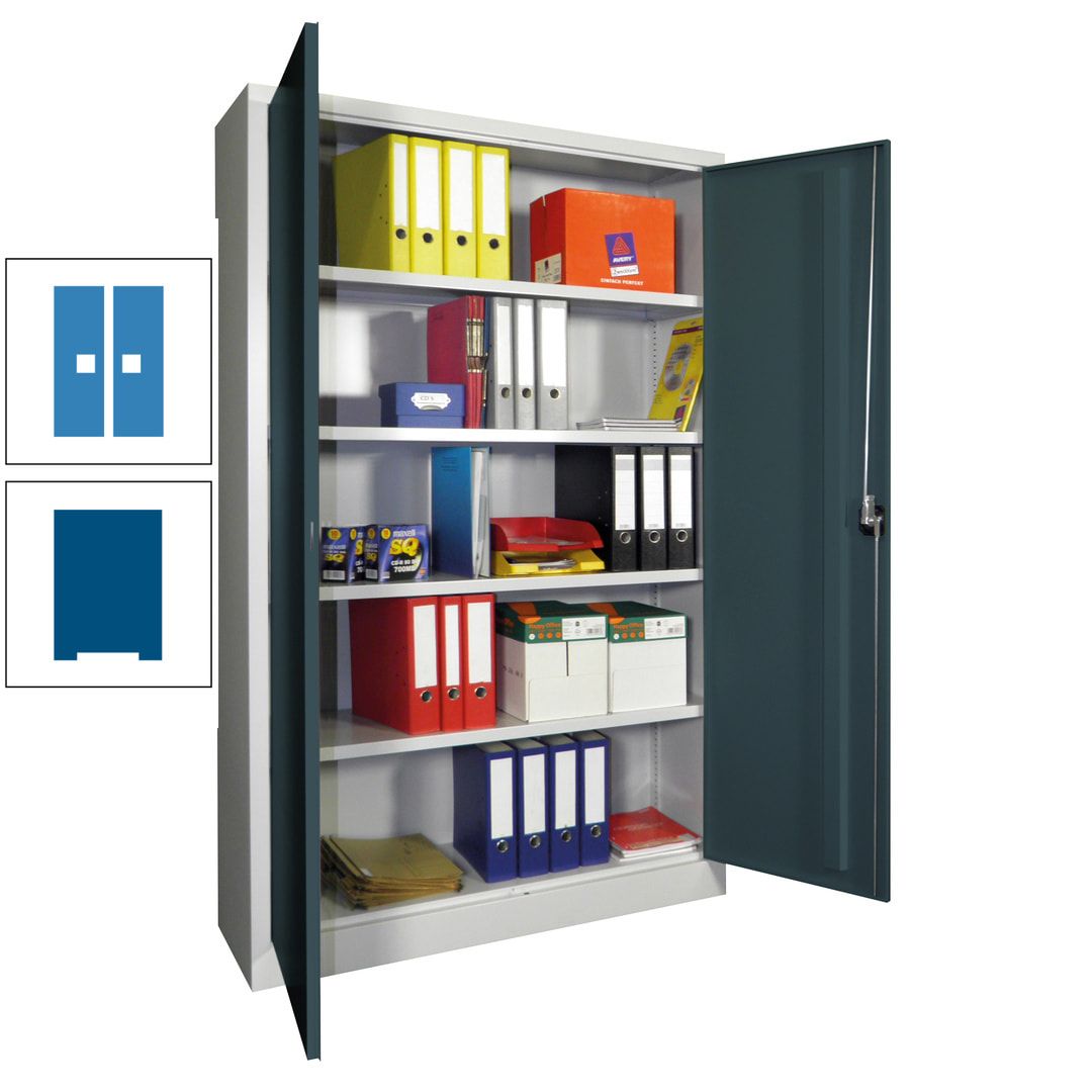 Aktenschrank - Vollblechtüren - 1.950x1.200x400 mm (HxBxT) - 4 Einlegeböden verzinkt - Zylinderschloss - anthrazitgrau