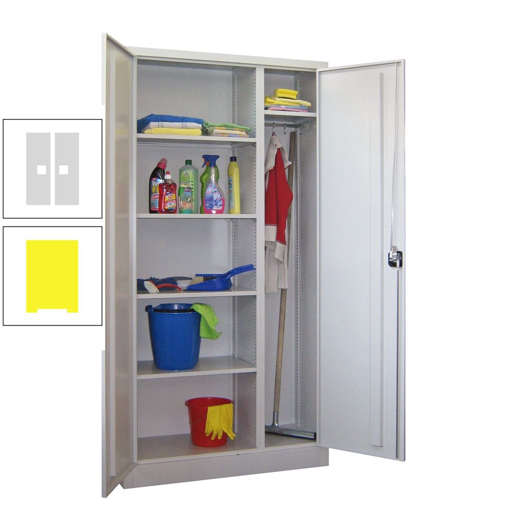 Putzschrank mit Trennwand - 1.950x1.000x400 mm (HxBxT) - Böden pulverbeschichtet - anthrazitgrau
