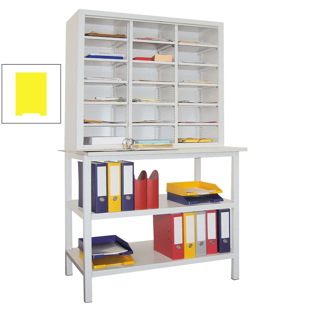 Sortierstation mit Tisch - Dokumentenregal - Ordnungsregal - Fächerregal - 18 Fächer - Postverteiler - 1.950 x 1.000 x 600 mm (HxBxT) - anthrazitgrau