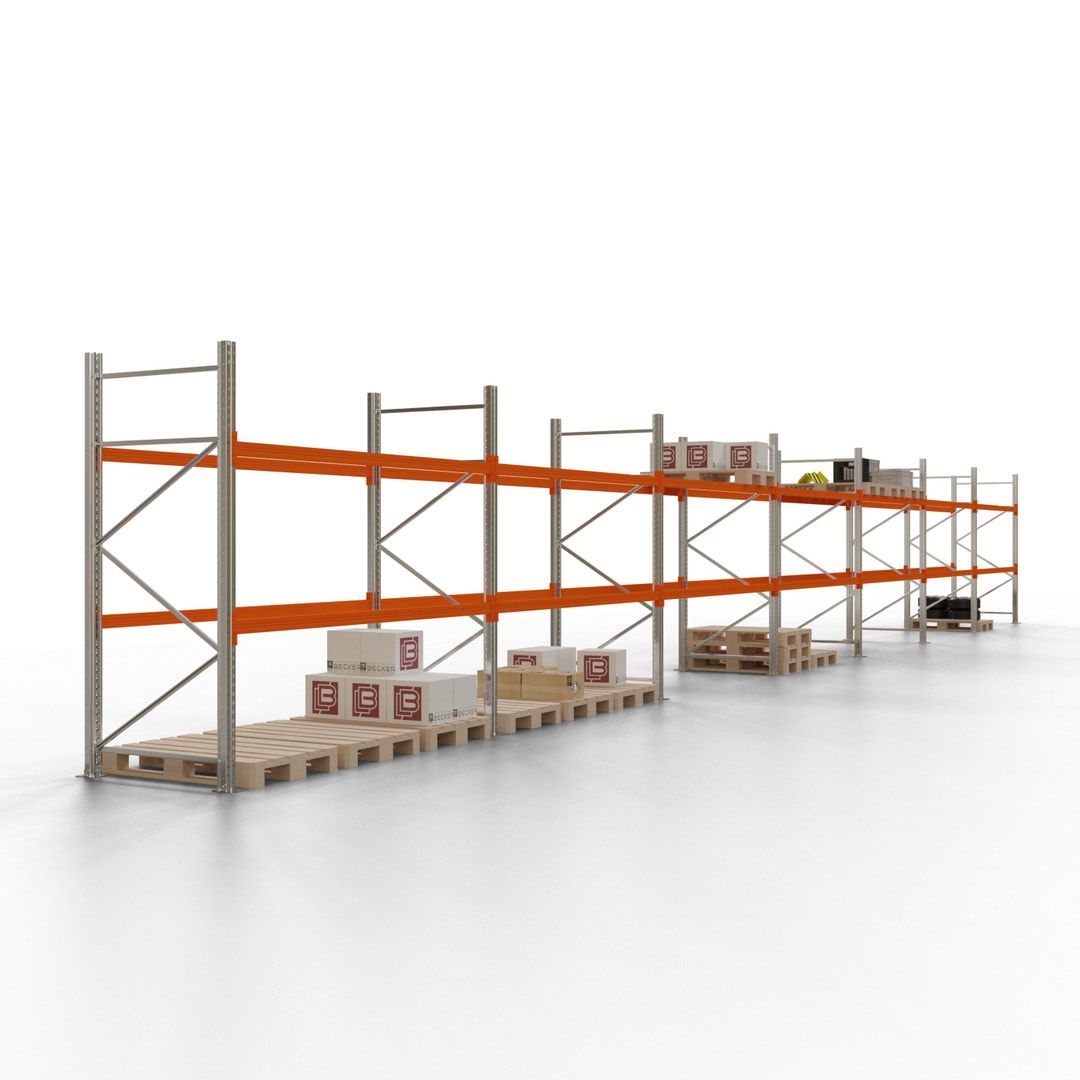 Palettenregal - 1,5 t - 2,0 x 11,3 x 1,1 m - 4 Felder - Schwerlastregal VKfrei