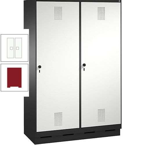 Doppel-Spind, Garderobenschrank, 2 Türen für 4 Abteile a 300 mm, Korpus anthrazitgrau, Türen anthrazitgrau, 1.800 x 1.200 x 500 mm (HxBxT)