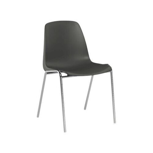 Stapelstuhl Kunststoff , Gestellfarbe schwarz verchromt, Sitzfarbe Schiefergrau, Gewicht 3 kg, Sitzhöhe 420 mm, 810 x 495 x 530 mm (HxBxT)