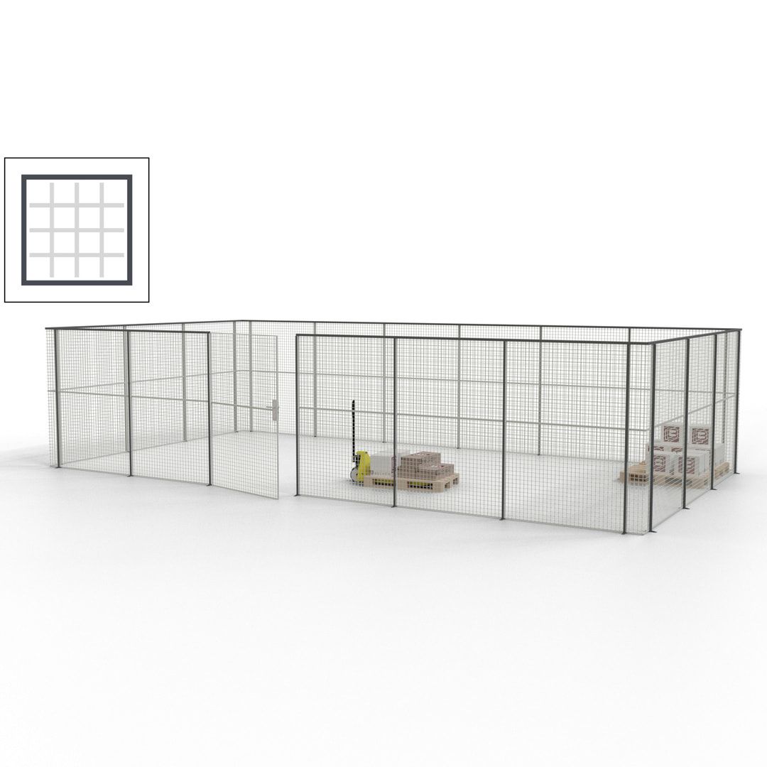 Maschinen Schutzgitter - Hallentrennwand - Sicherheitszaun - Tür - 27 m - 2.200 x 9.400 x 4.900 mm (HxBxT) - enzianblau