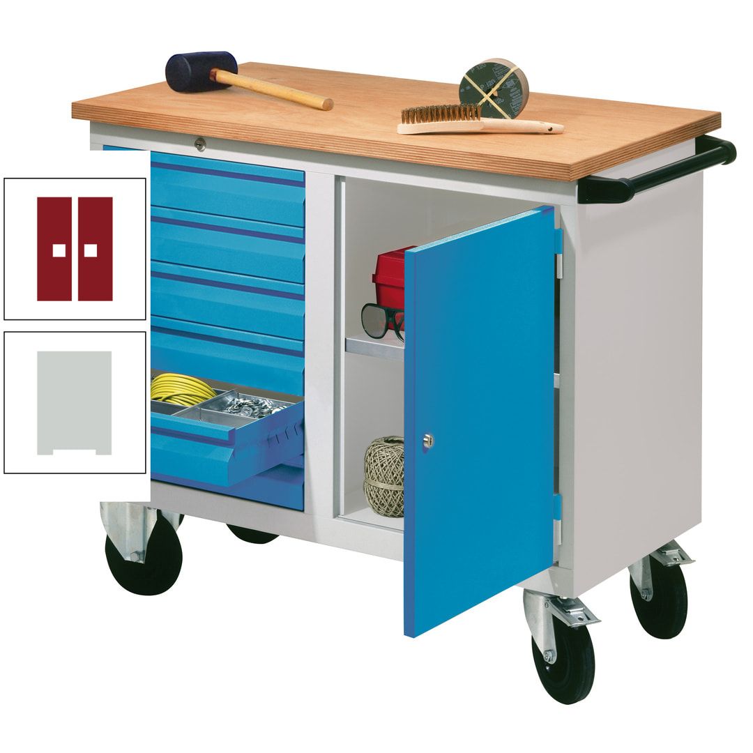 Mobile Werkbank - Werkstattwagen - 915 x 1.090 x 600 mm - 6 Schubladen und Schrankfach - anthrazitgrau