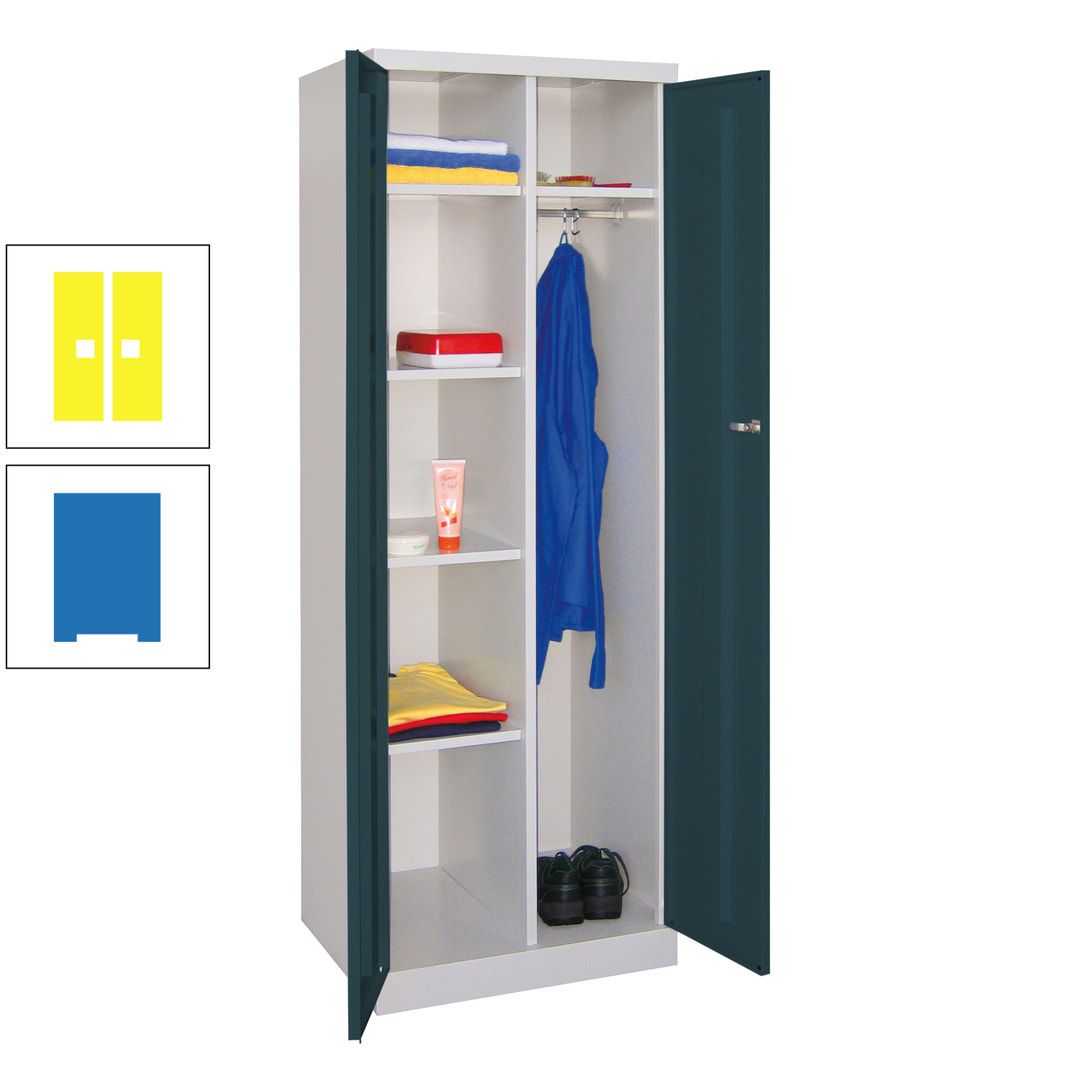 Kleiderschrank mit Sockel - Spind - 1 Abteil mit Trennwand - 1.800x600x500 mm (HxBxT) - Zylinderschloss - anthrazitgrau