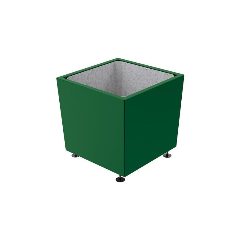 Pflanzkübel, 2 mm Stahlblech fvz, innen Blech feuerverzinkt mit Verladungsgriffen, verstellbare Füße, 760 x 785 x 785 mm (HxBxT), enzianblau