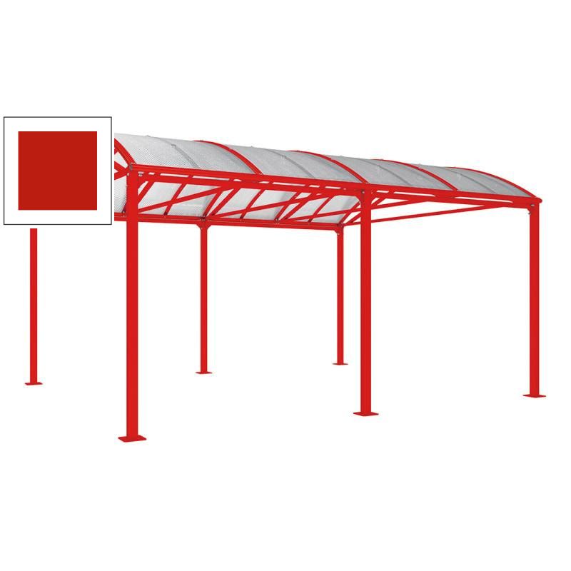Fahrradunterstand, Fahrradüberdachung, Unterstand, Grundmodell, 10 Zweiräder, Regenrinne, 3.010 x 5.000 x 4.160 mm (HxBxT), Farbe enzianblau
