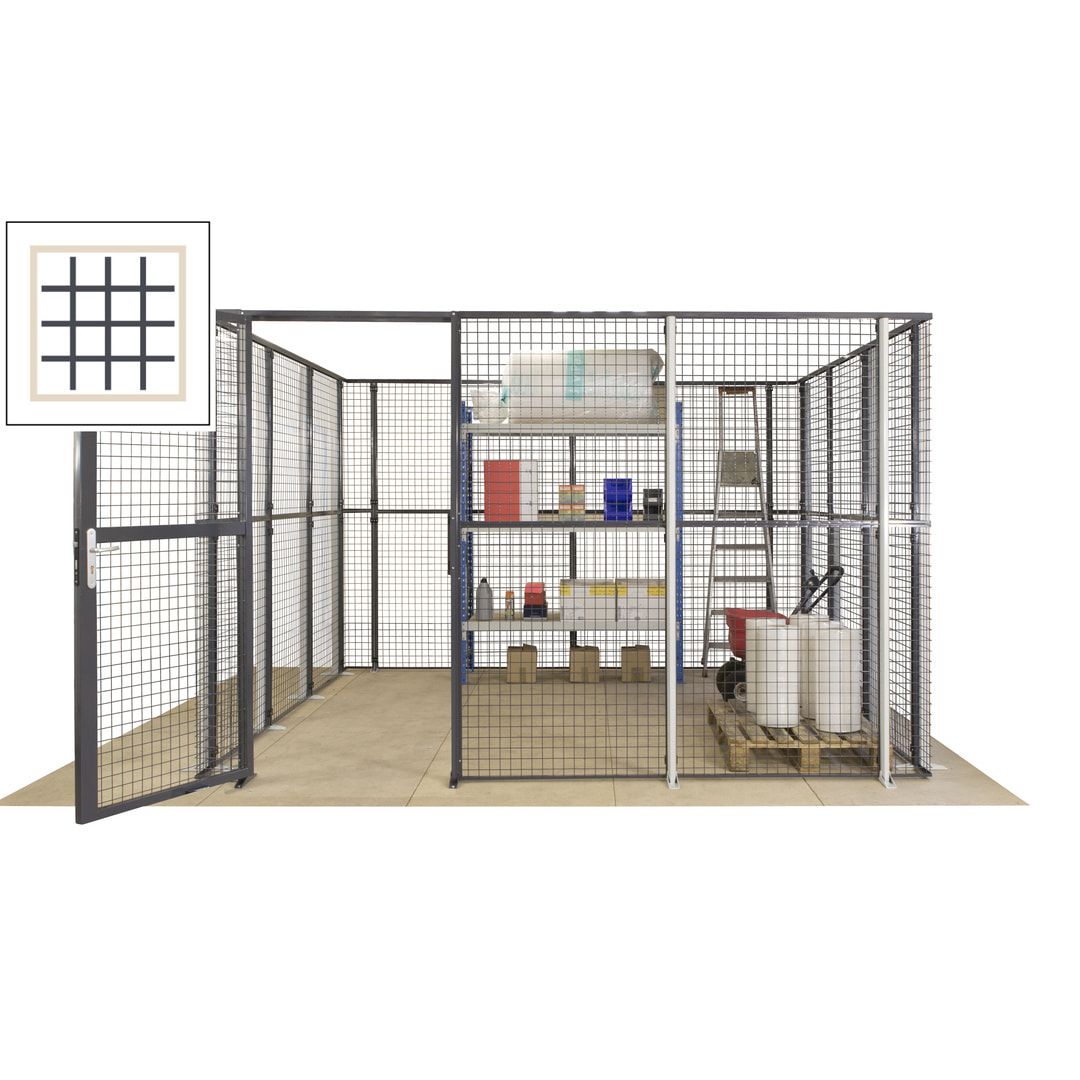 Maschinen Schutzgitter - Hallentrennwand - Sicherheitszaun - Tür - 72 m - 2.200 x 21.400 x 15.400 mm (HxBxT) - enzianblau