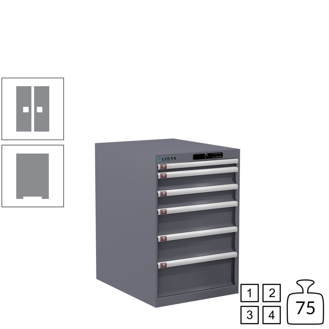 Lista Schubladenschrank - 14.407.010 - 850x564x725 mm (HxBxT) - 6 Schubladen - 75 kg - Key Lock - lichtblau (RAL 5012)