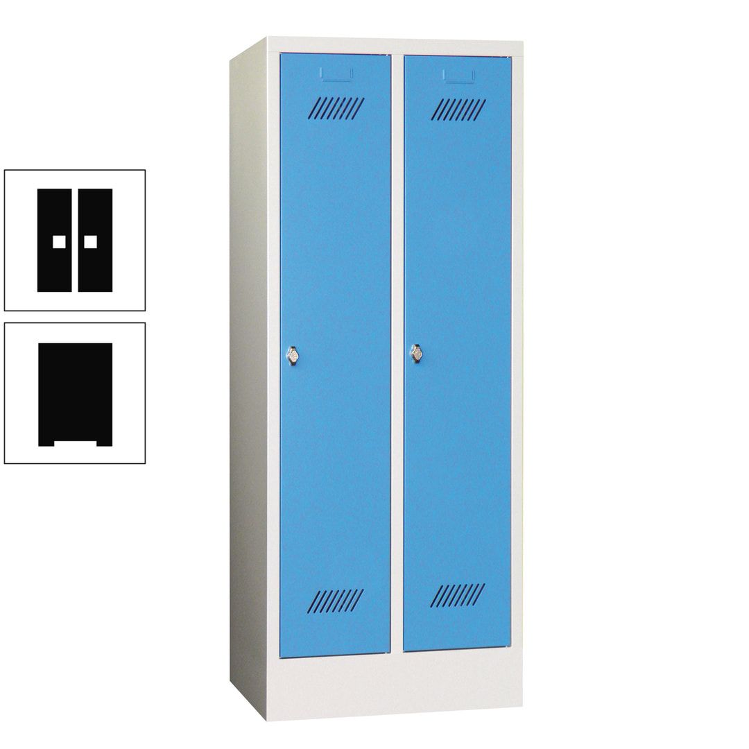Spindschrank f. Schulen - mit Sockel - Höhe 1.600 mm - 2 Abteile a 300 mm - Drehriegel - anthrazitgrau
