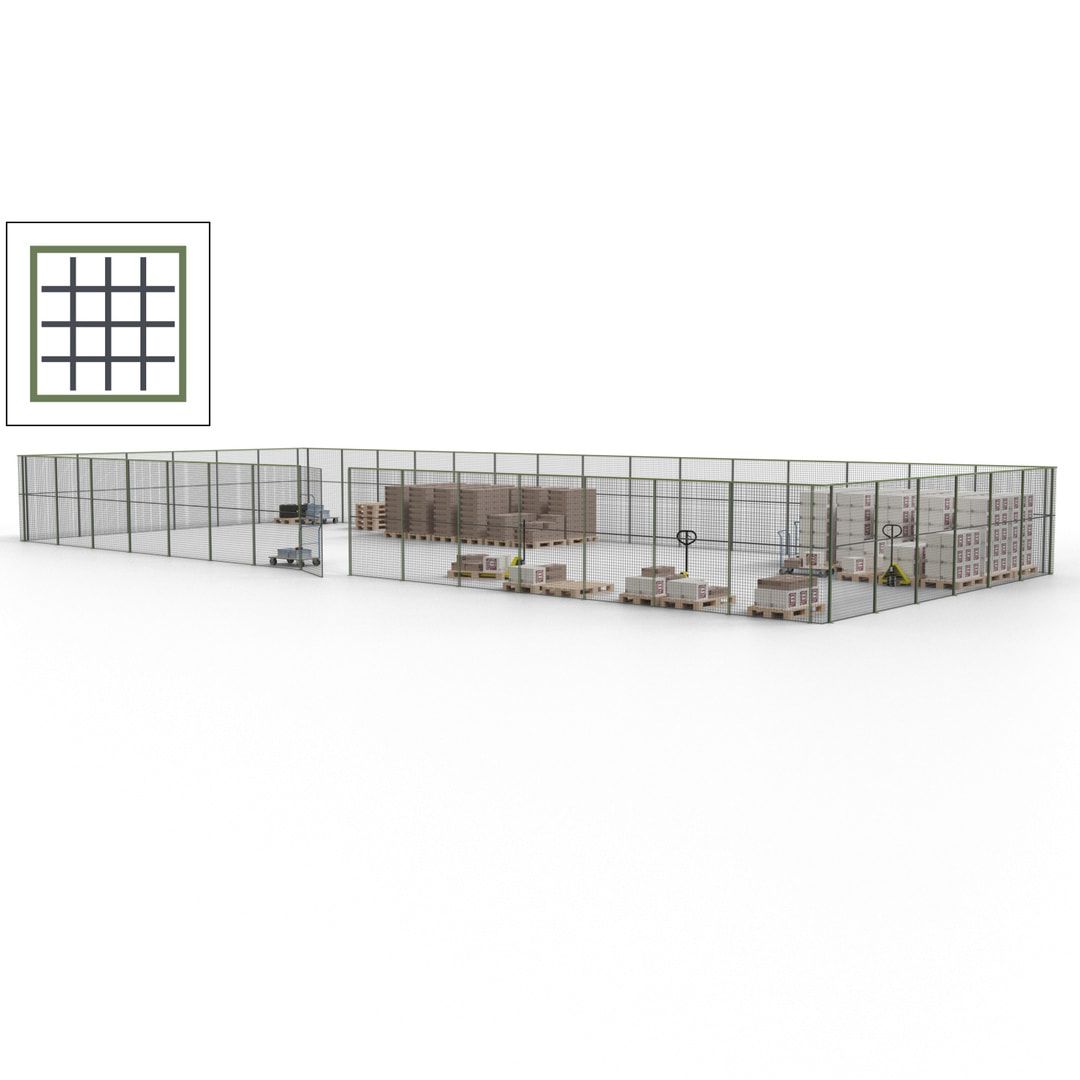 Maschinen Schutzgitter - Hallentrennwand - Sicherheitszaun - Tür - 63 m - 2.200 x 22.900 x 9.400 mm (HxBxT) - enzianblau