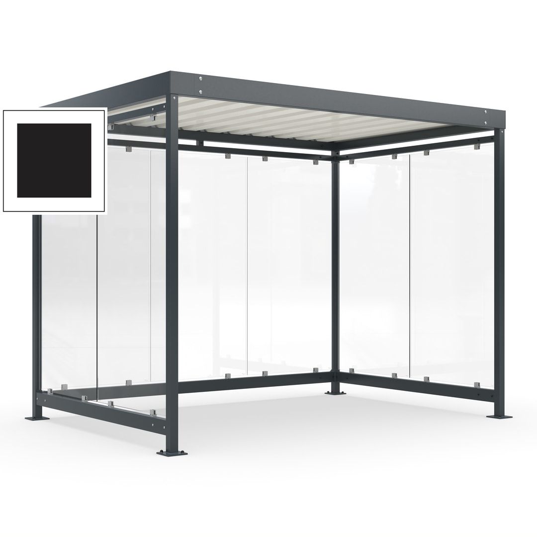 Raucherunterstand, Bausatz, Fahrgastunterstand, Bushaltestelle, 2.510 x 3.180 x 2.165 mm (HxBxT), 7 Wände, Achatgrau