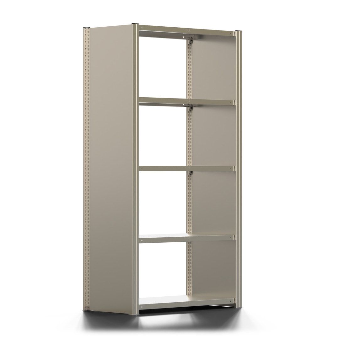 Fachbodenregal mit Seitenwand - 350 kg - 2.000 x 1.005 x 500 mm (HxBxT) - Anbauregal - 5 Böden - verzinkt - Lagerregal - Steckregal - BERT