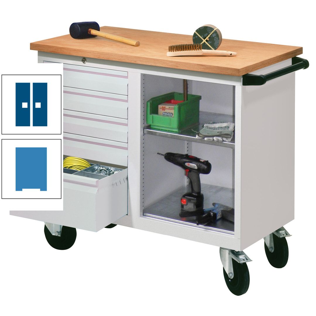 Mobile Werkbank - Werkstattwagen - 915 x 1.090 x 600 mm - 5 Schubladen und Ablagefach - anthrazitgrau