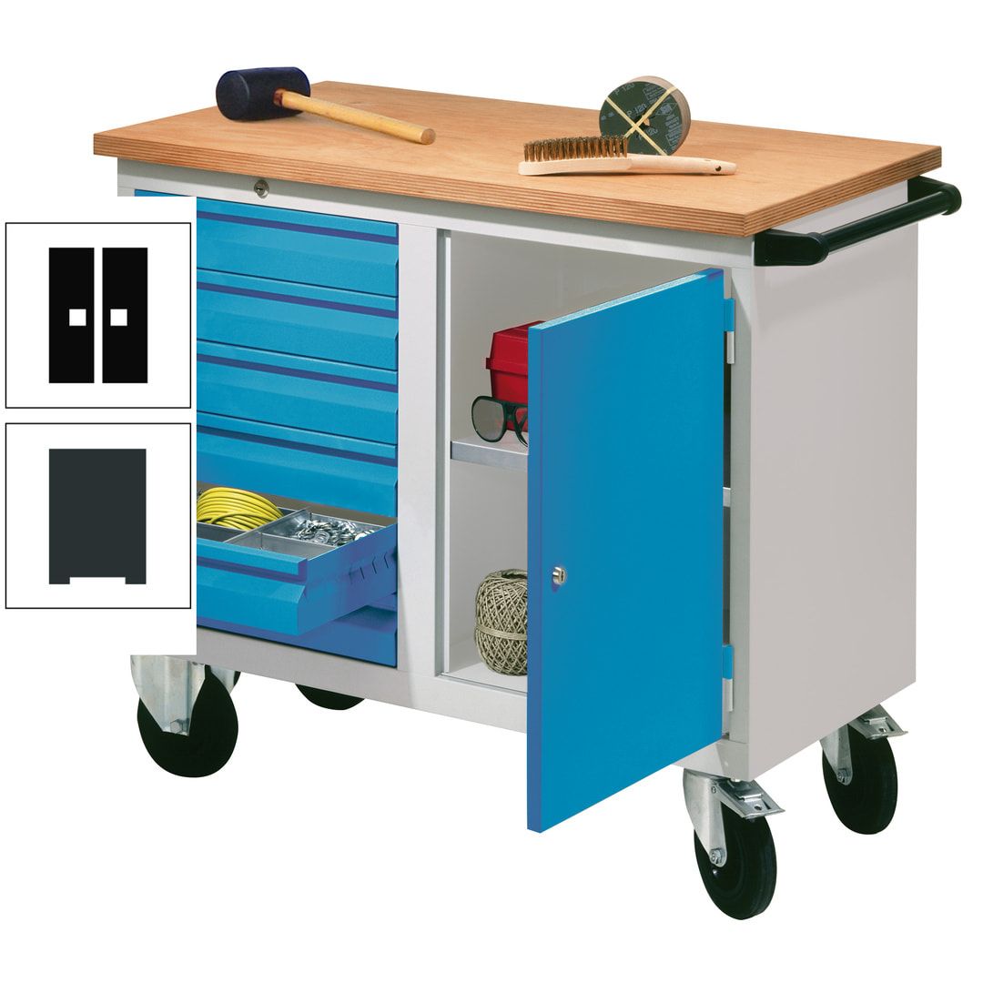 Mobile Werkbank - Werkstattwagen - 915 x 1.090 x 600 mm - 6 Schubladen und Schrankfach - anthrazitgrau