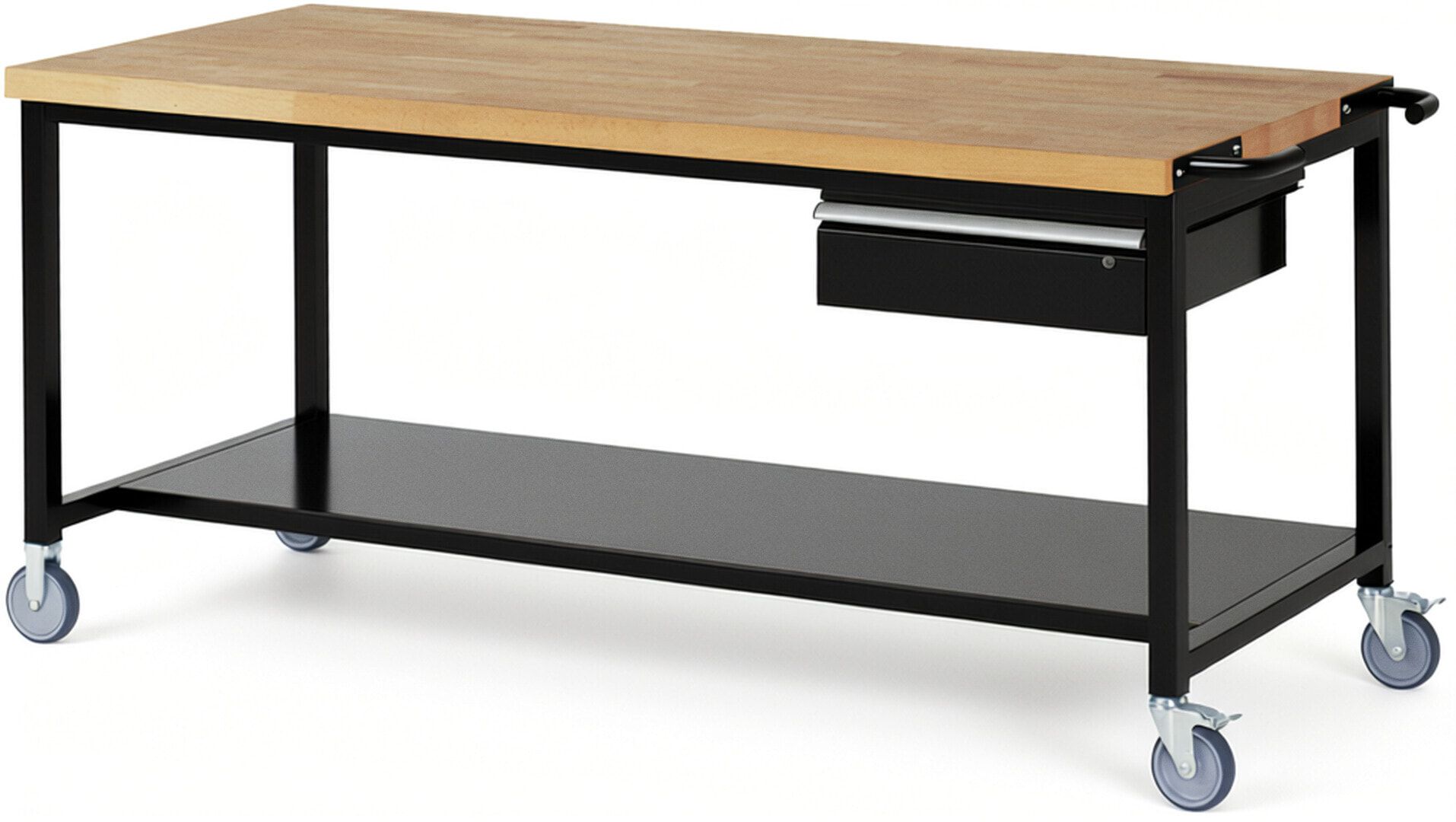 Mobile Werkbank mit Ablageboden - 1 Schublade - 150:1 - höhenverstellbar 880-1.080 mm - 2.000 x 900 mm (BxT) - 450 kg - Anthrazitgrau