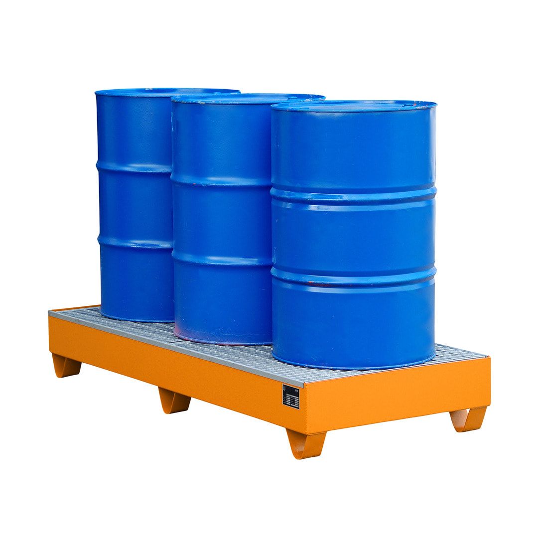 Auffangwanne - 1.800 x 800 mm (BxT) - 202 l - Füße - Gitterrost - feuerrot