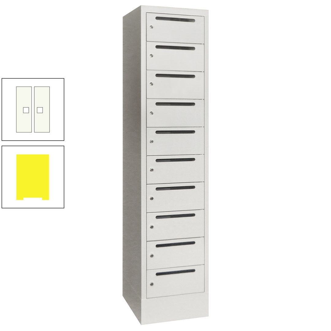 Postverteilerschrank, Schließfachschrank, 1 Abteil a 400 mm, 10 Fächer, 1.850 x 400 x 500 mm (HxBxT), Korpus anthrazitgrau, Front anthrazitgrau
