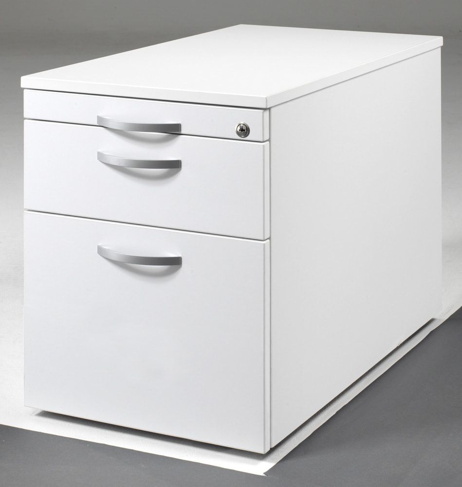 Rollcontainer, Metallschublade, Hängeregistratur, Utensilienfach, abschließbar, 565 x 438 x 600 mm (HxBxT), Frontfarbe Ahorn, Korpusfarbe Ahorn