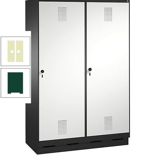 Doppel-Spind, Garderobenschrank, 2 Türen für 4 Abteile a 300 mm, Korpus anthrazitgrau, Türen anthrazitgrau, 1.800 x 1.200 x 500 mm (HxBxT)