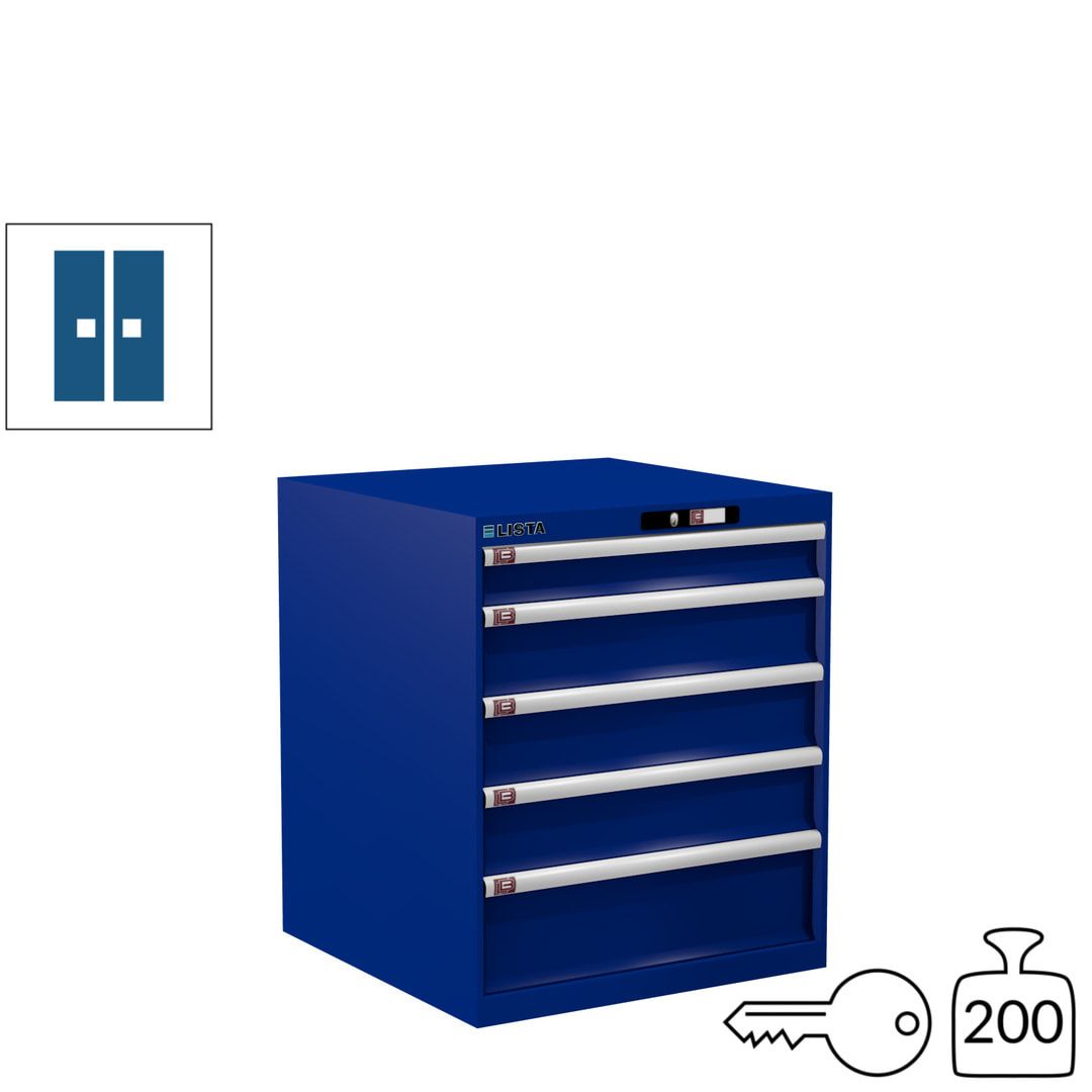 Lista Schubladenschrank - 14.410.010 - 850x717x725 mm (HxBxT) - 5 Schubladen - 75 kg - Key Lock - lichtblau (RAL 5012)