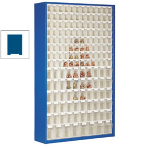 Magazinschrank mit Sichtlagerkästen - 2.000x1.270x250 mm - 154 Kästen - enzianblau