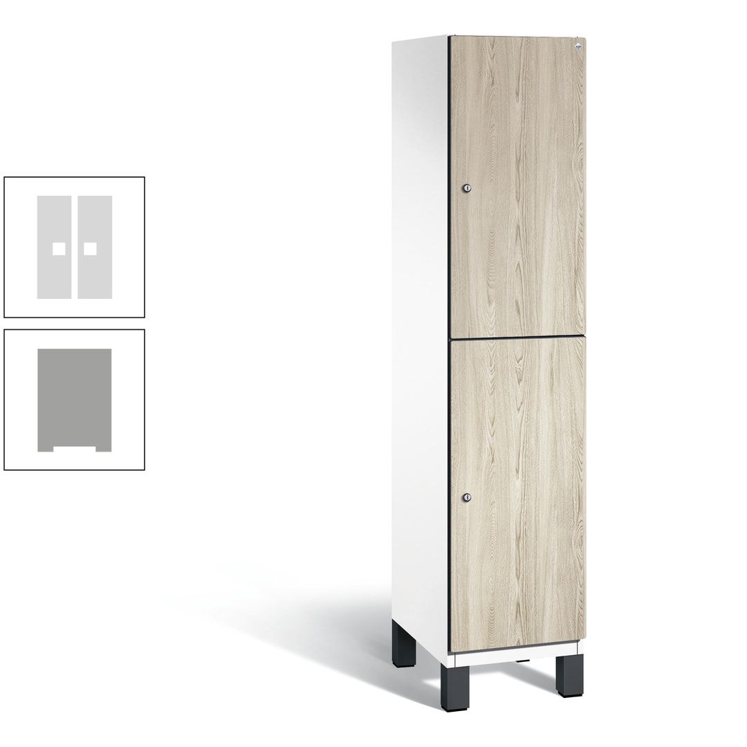 Fächerschrank, Garderobenschrank, mit Füßen, 1 Abteile, 1.980 x 400 x 525 mm (HxBxT), Korpus anthrazitgrau, Tür Donau-Ahorn