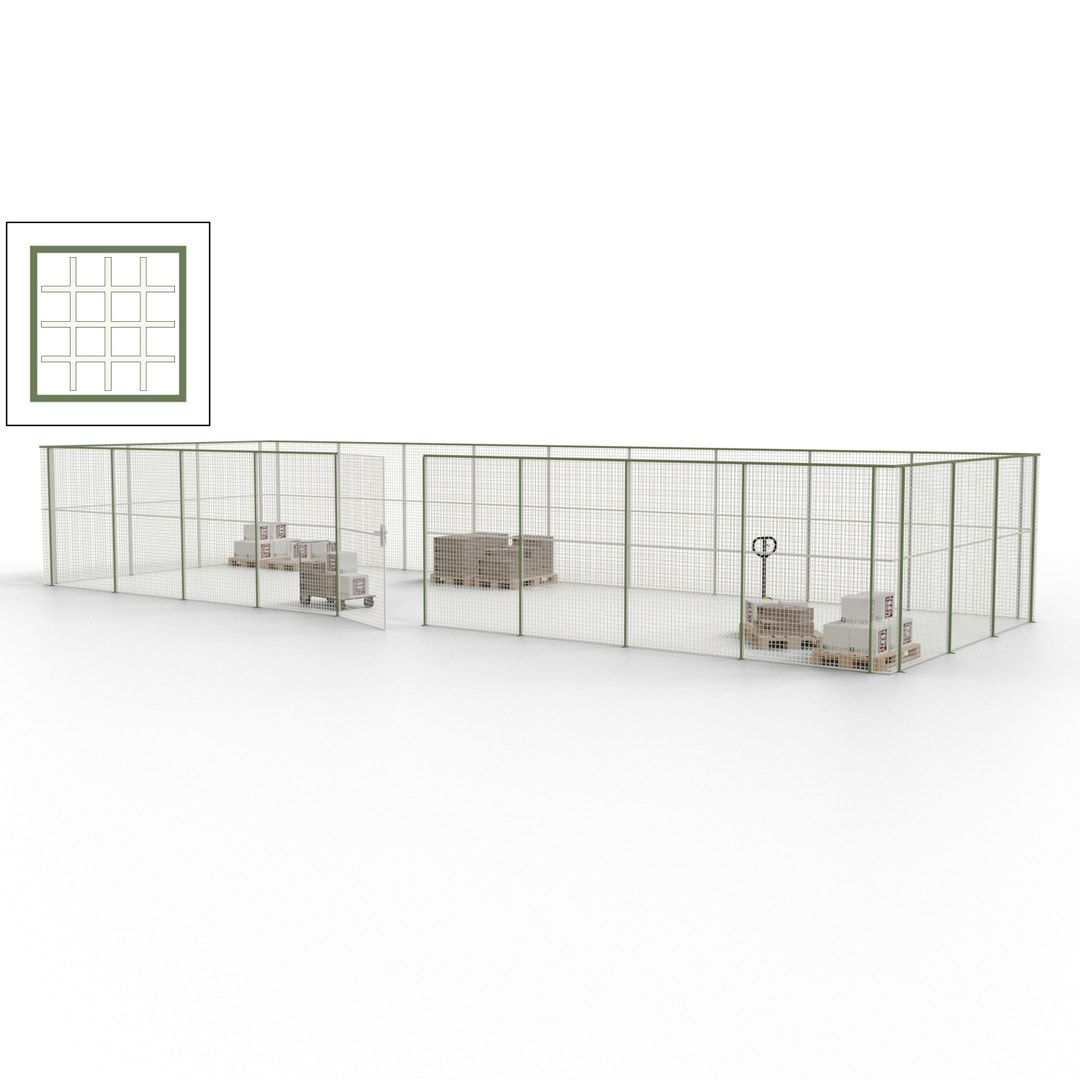 Maschinen Schutzgitter - Hallentrennwand - Sicherheitszaun - Tür - 36 m - 2.200 x 13.900 x 4.900 mm (HxBxT) - enzianblau