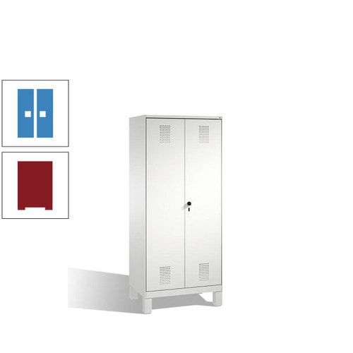 Doppel-Spind, Doppeltüren, Garderobenschrank mit Füßen, 2 Abteile a 400 mm, Korpus anthrazitgrau, Tür anthrazitgrau, 1.850 x 800 x 500 mm (HxBxT)