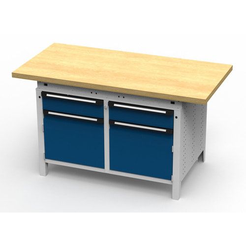 OTTOKIND Werkbank - bündige Arbeitsplatte - 850 x 1.150 x 750 mm (HxBxT) - 2 Schubladen - 2 Schränke - lichtgrau