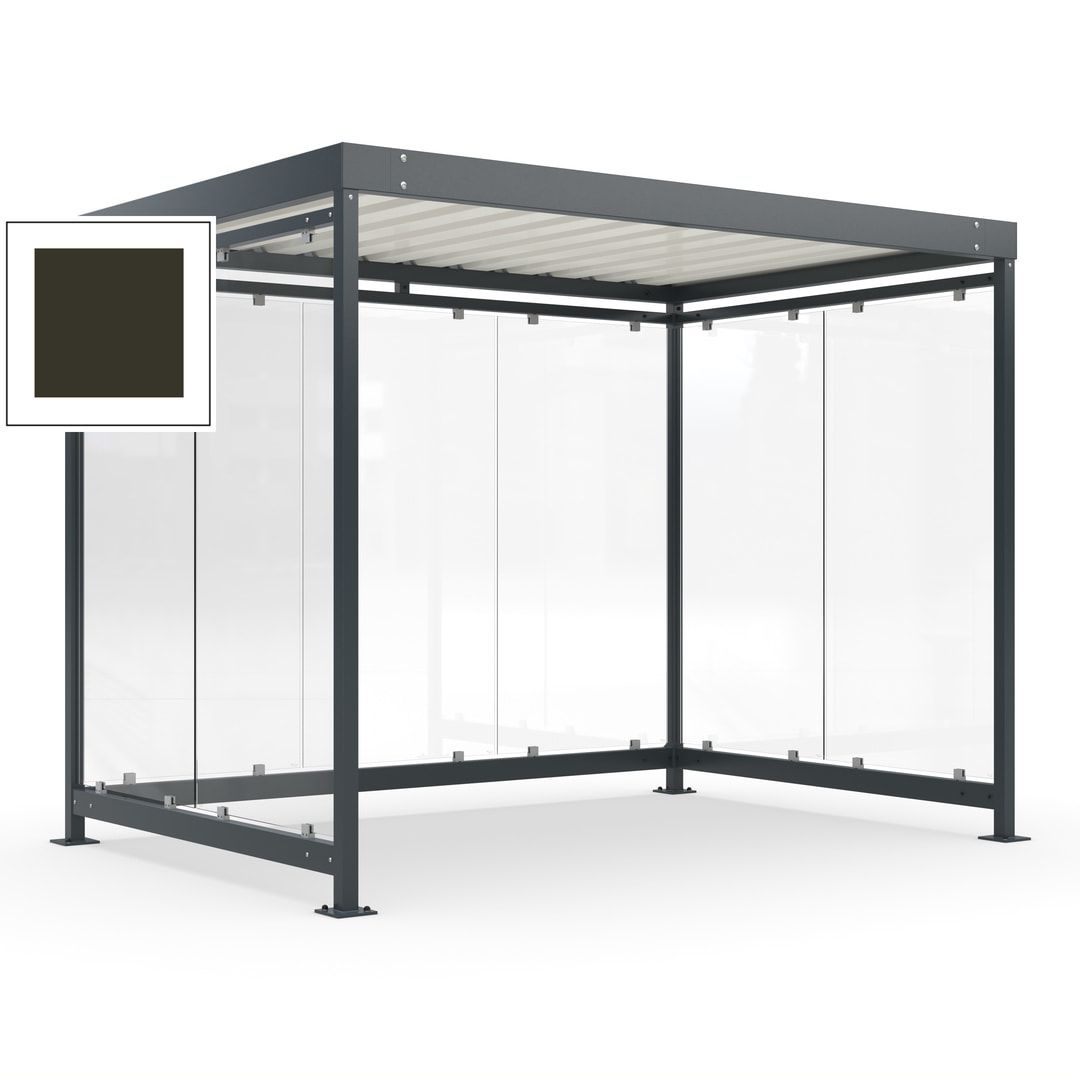 Raucherunterstand, Bausatz, Fahrgastunterstand, Bushaltestelle, 2.510 x 3.180 x 2.165 mm (HxBxT), 7 Wände, Achatgrau