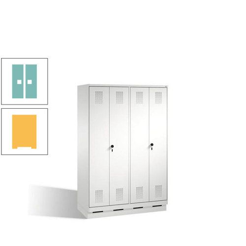 Doppel-Spind, Doppeltüren, Garderobenschrank mit Sockel, 4 Abteile a 300 mm, Korpus anthrazitgrau, Tür anthrazitgrau, 1.800 x 1.200 x 500 mm (HxBxT)