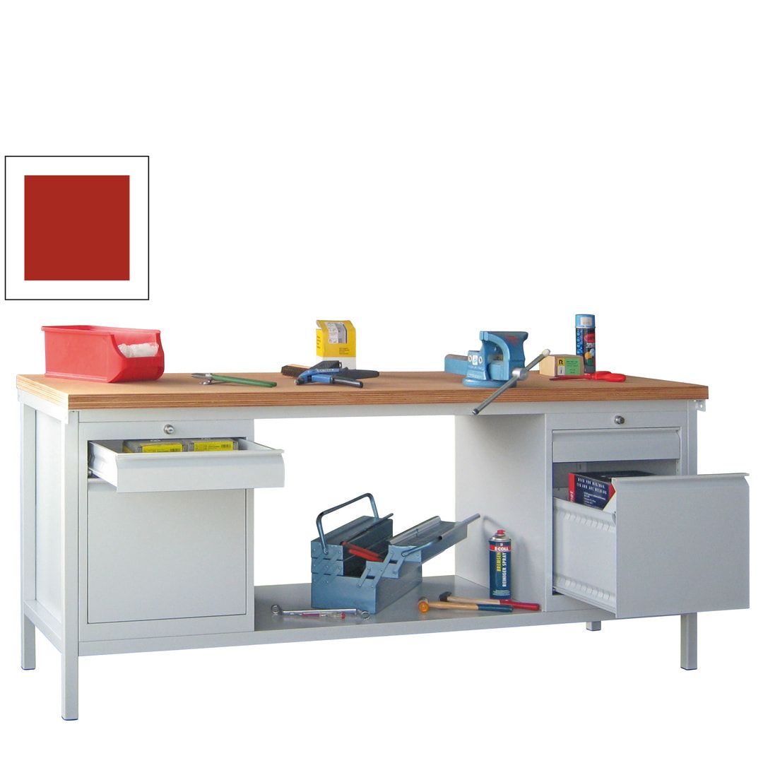 Werkbank mit Schubladenblöcken - 900 x 2.000 x 700 (HxBxT) - anthrazitgrau