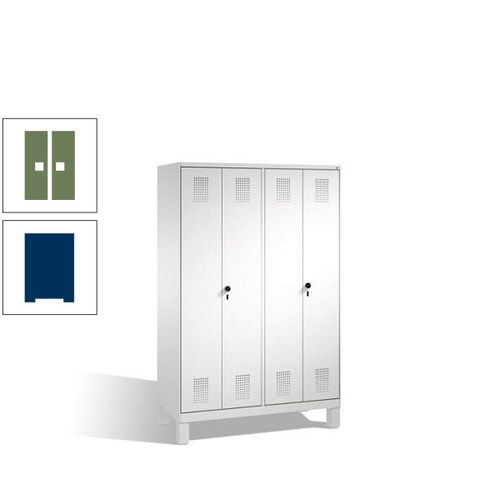 Doppel-Spind, Doppeltüren, Garderobenschrank mit Füßen, 4 Abteile a 300 mm, Korpus anthrazitgrau, Tür anthrazitgrau, 1.850 x 1.200 x 500 mm (HxBxT)