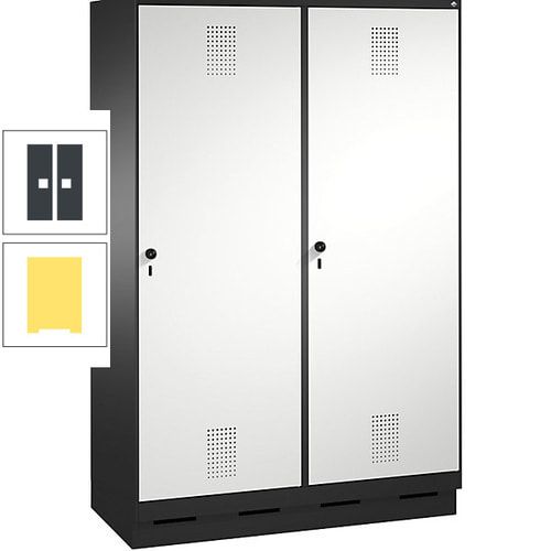 Doppel-Spind, Garderobenschrank, 2 Türen für 4 Abteile a 300 mm, Korpus anthrazitgrau, Türen anthrazitgrau, 1.800 x 1.200 x 500 mm (HxBxT)