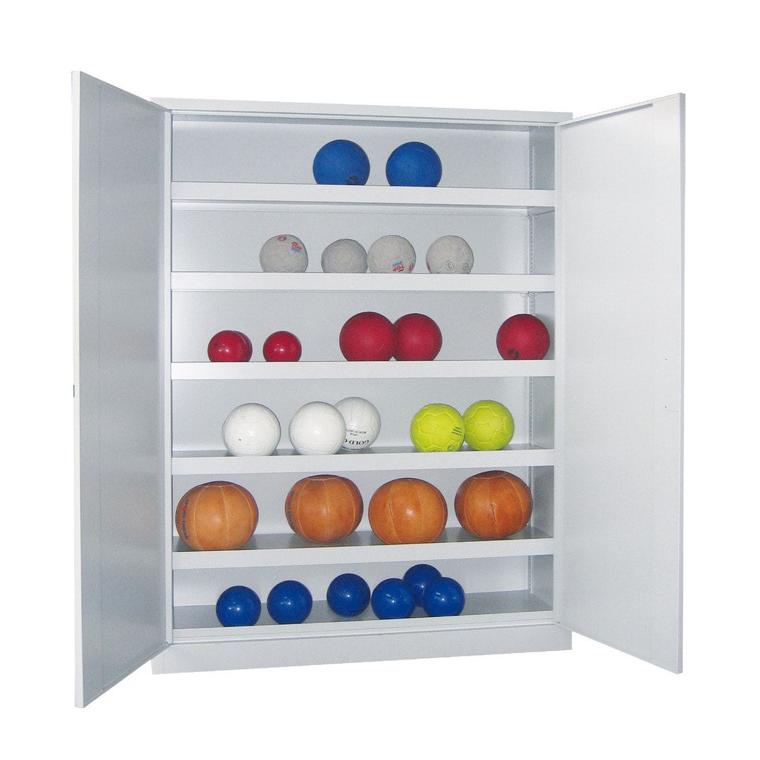 Ballschrank - Lochfeldtüren - 5 Böden - 1.950x1.200x500 mm (HxBxT) - anthrazitgrau