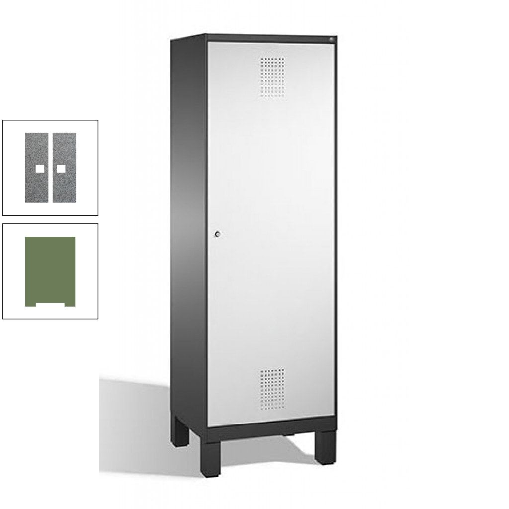 Doppel-Spind, Garderobenschrank, 1 Tür für 2 Abteile a 300 mm, Korpus anthrazitgrau, Türen anthrazitgrau, 1.850 x 600 x 500 mm (HxBxT)